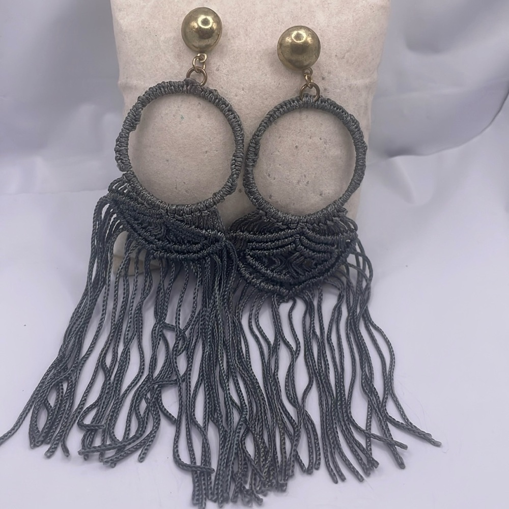 6 inch hoop, macramé earrings